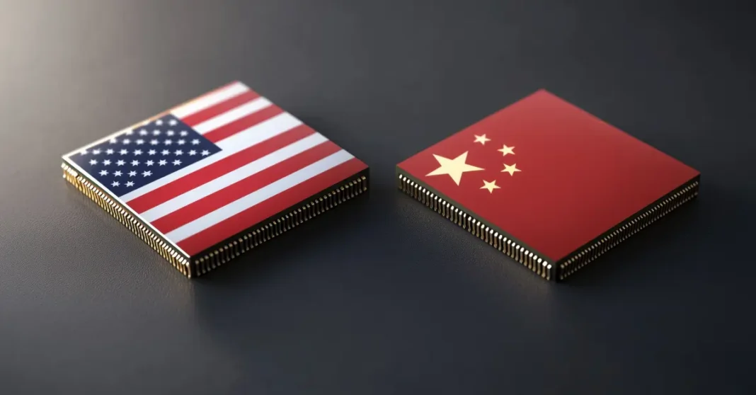 flag of china and usa in chip formate