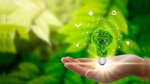 green bulb on hand 