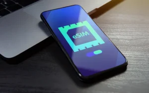 image about mobile phone showing esim on screen
