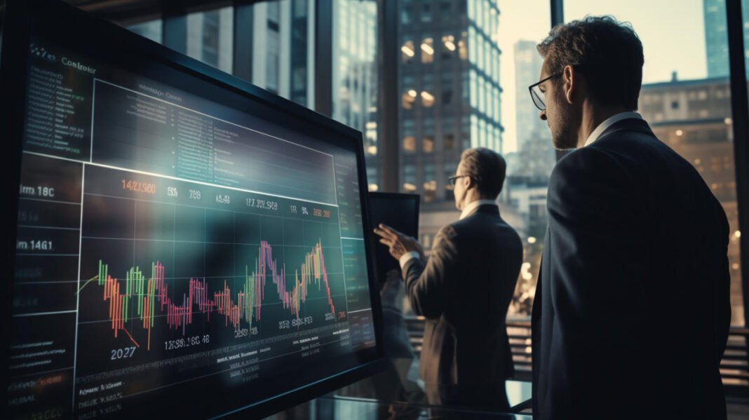 man looking at stock market screen