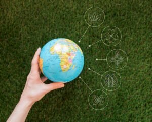 image aboutClose up woman holding earth globe