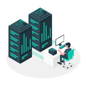 image about man working on data center