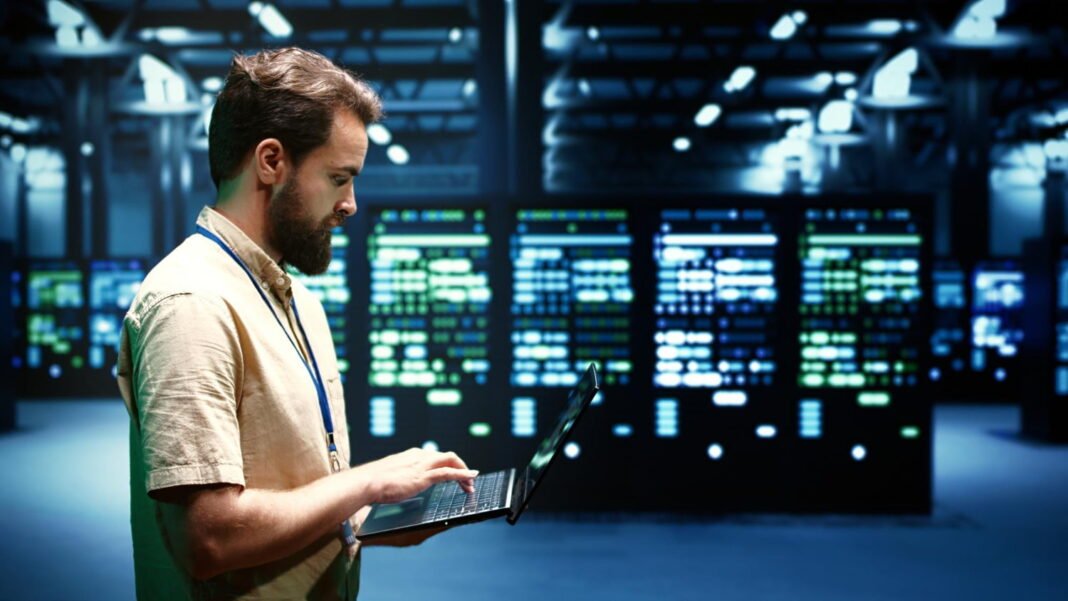 image about Developer identifying server issues in data center