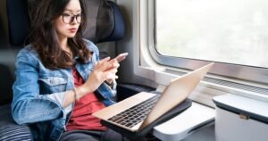 image about girl watching mobile