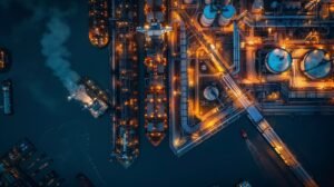 image about Scene with photorealistic logistics operations and proceedings
